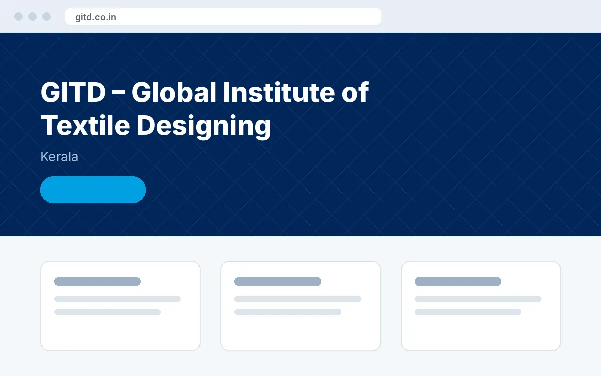 Screenshot of the GITD – Global Institute of Textile Designing website